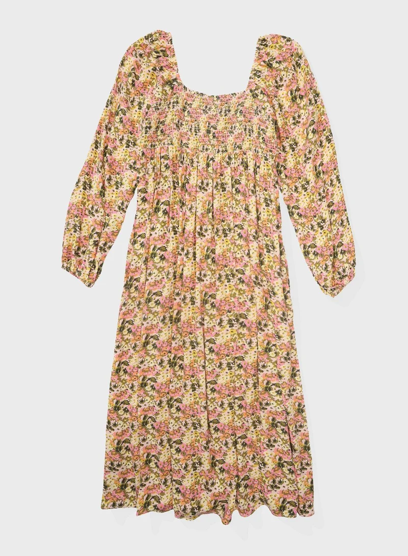 Aerie Puff Sleeve Pleated Dress