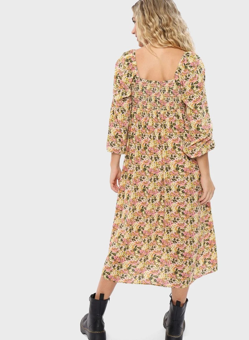Aerie Puff Sleeve Pleated Dress