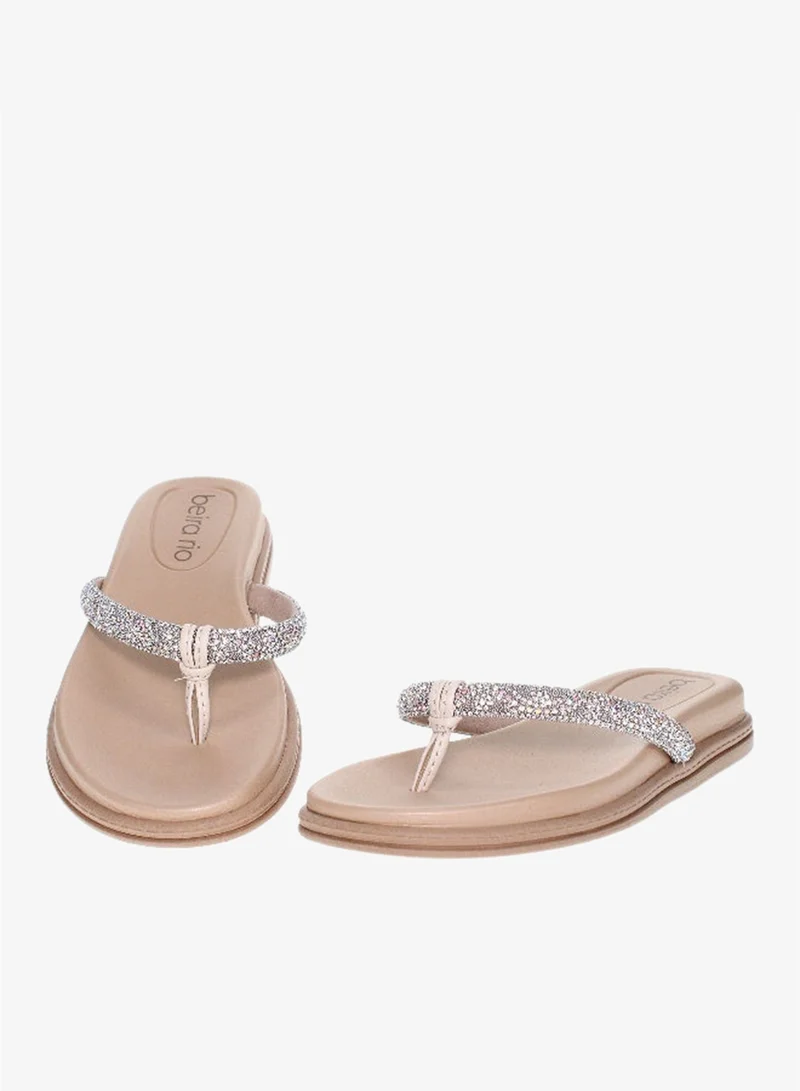 Beira Rio Beige Flat Sandals for Women – Stylish Ladies Flat Sandals & Comfortable Flat Slippers for Women | Best Price UAE