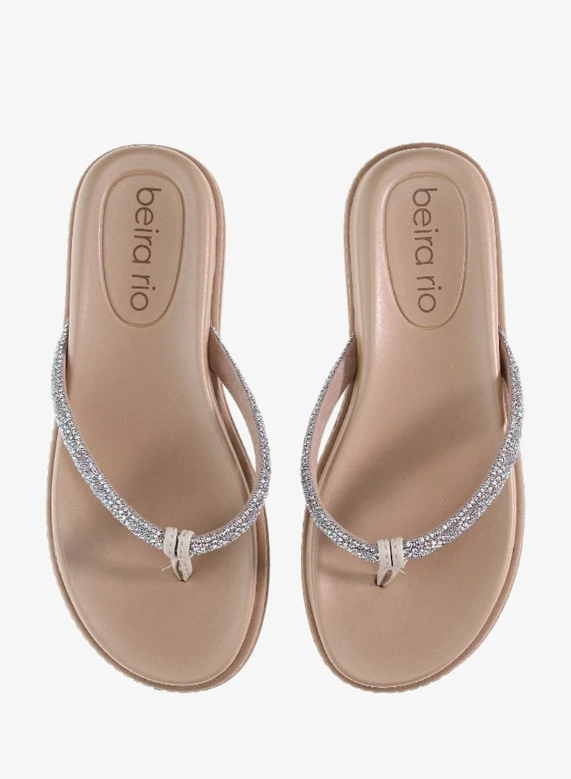 Beira Rio Beige Flat Sandals for Women – Stylish Ladies Flat Sandals & Comfortable Flat Slippers for Women | Best Price UAE