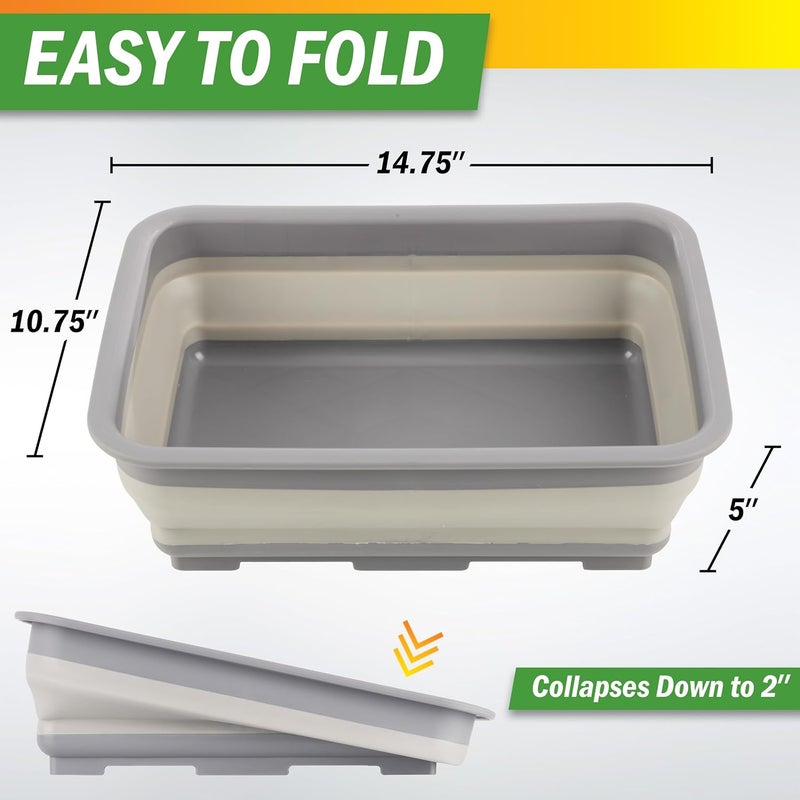 Wakeman Red Outdoors Collapsible Multiuse Wash Bin - Portable Wash Basin, Dish Tub, Ice Bucket - Image 2