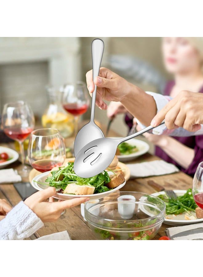 LIANYU 3 Large Serving Spoons, 3 Slotted Serving Spoons, 3 Serving Tongs, 9.8 Inch Stainless Steel Buffet Banquet Catering Serving Spoons Set, Dishwasher Safe - Image 5