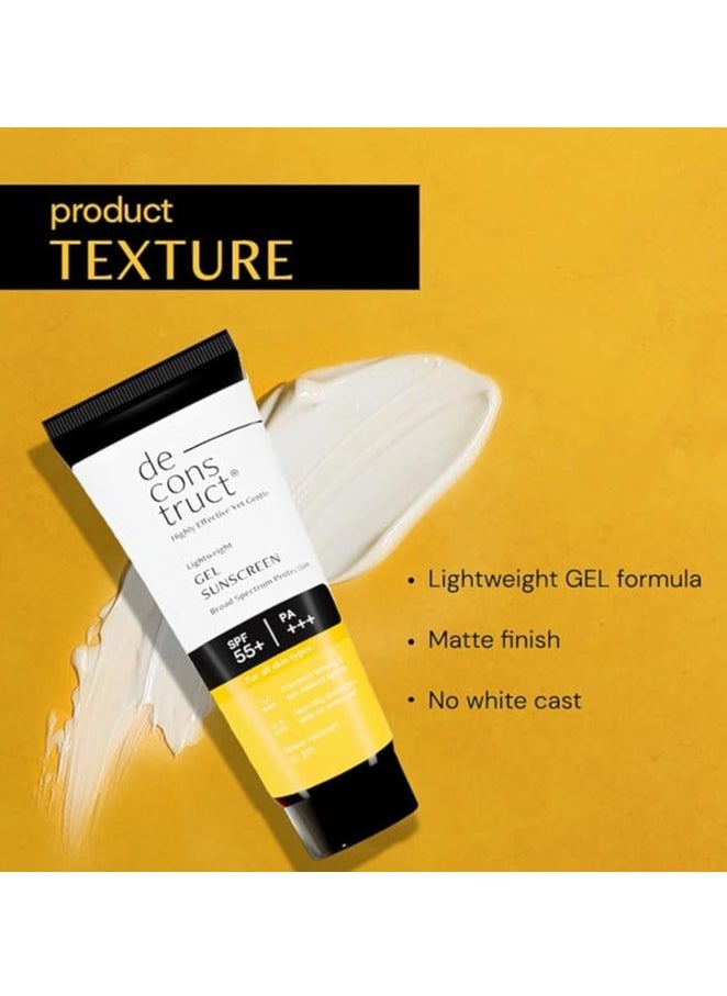 Deconstruct - Deconstruct Face Gel Sunscreen Spf 55+ And Pa+++ |For Oily Skin, Combination Skin, Normal Skin | Broad Spectrum Sunscreen, No White Cast, Lightweight, Non Greasy - Image 1