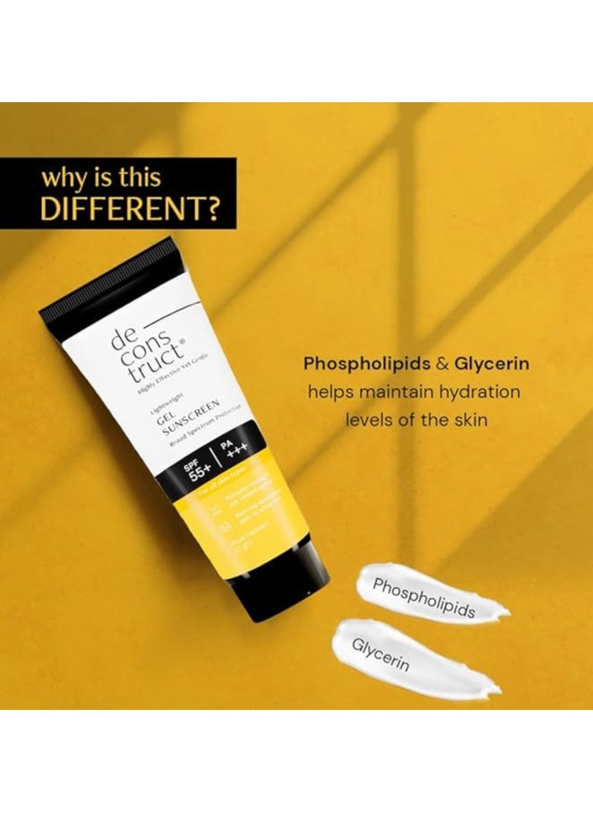 Deconstruct - Deconstruct Face Gel Sunscreen Spf 55+ And Pa+++ |For Oily Skin, Combination Skin, Normal Skin | Broad Spectrum Sunscreen, No White Cast, Lightweight, Non Greasy - Image 1