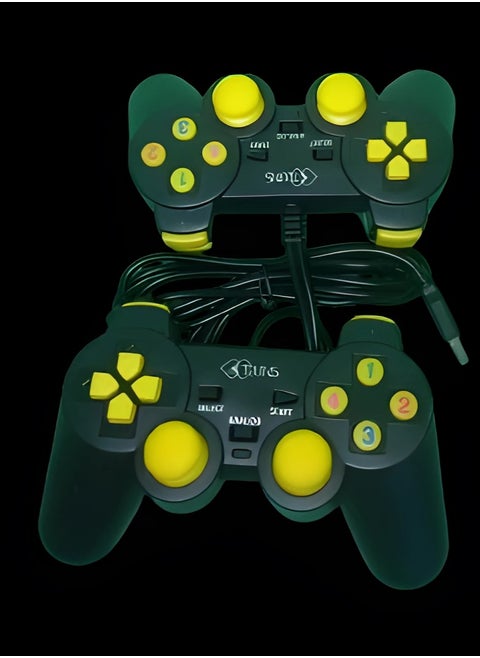 USB wired Double Controller Gamepad Analog Black