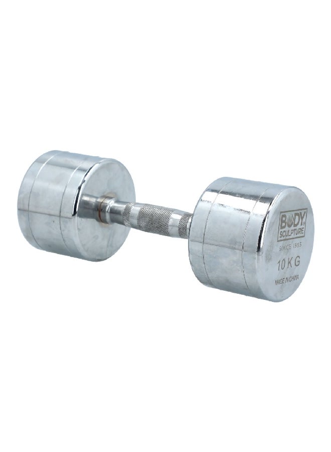 بودي سكلبتشر BW-703-10KG دمبل بمقبض من الفولاذ المتين بملمس بارز فضي 10 كيلو غرام - Image 2