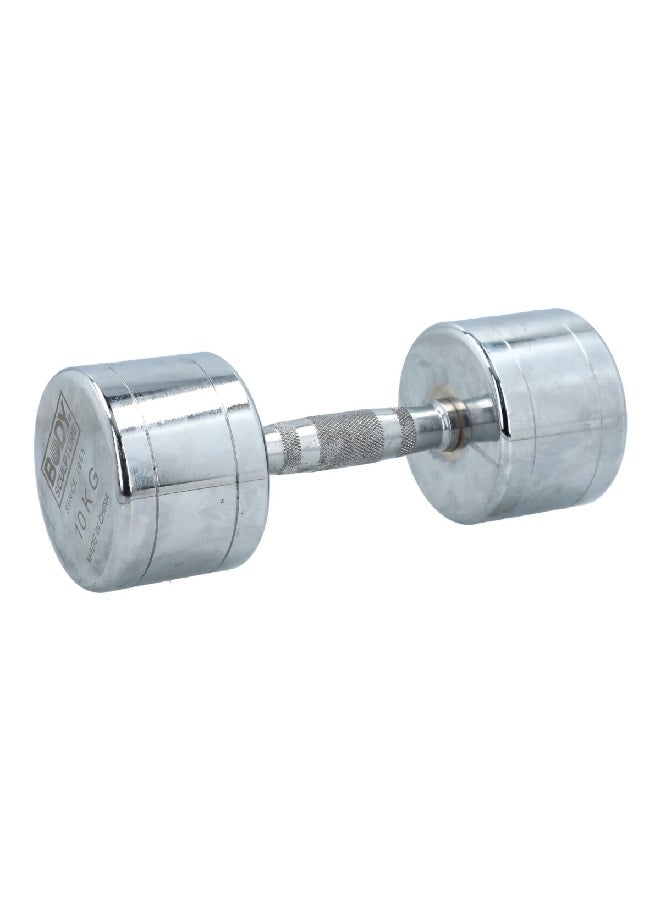 بودي سكلبتشر BW-703-10KG دمبل بمقبض من الفولاذ المتين بملمس بارز فضي 10 كيلو غرام - Image 3