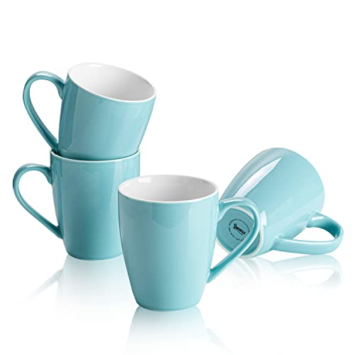 Sweese Porcelain Coffee Mugs - 16 Ounce (Top to the Rim) for Coffee, Latte, Tea, Cocoa, Set of 4, Turquoise - Image 1