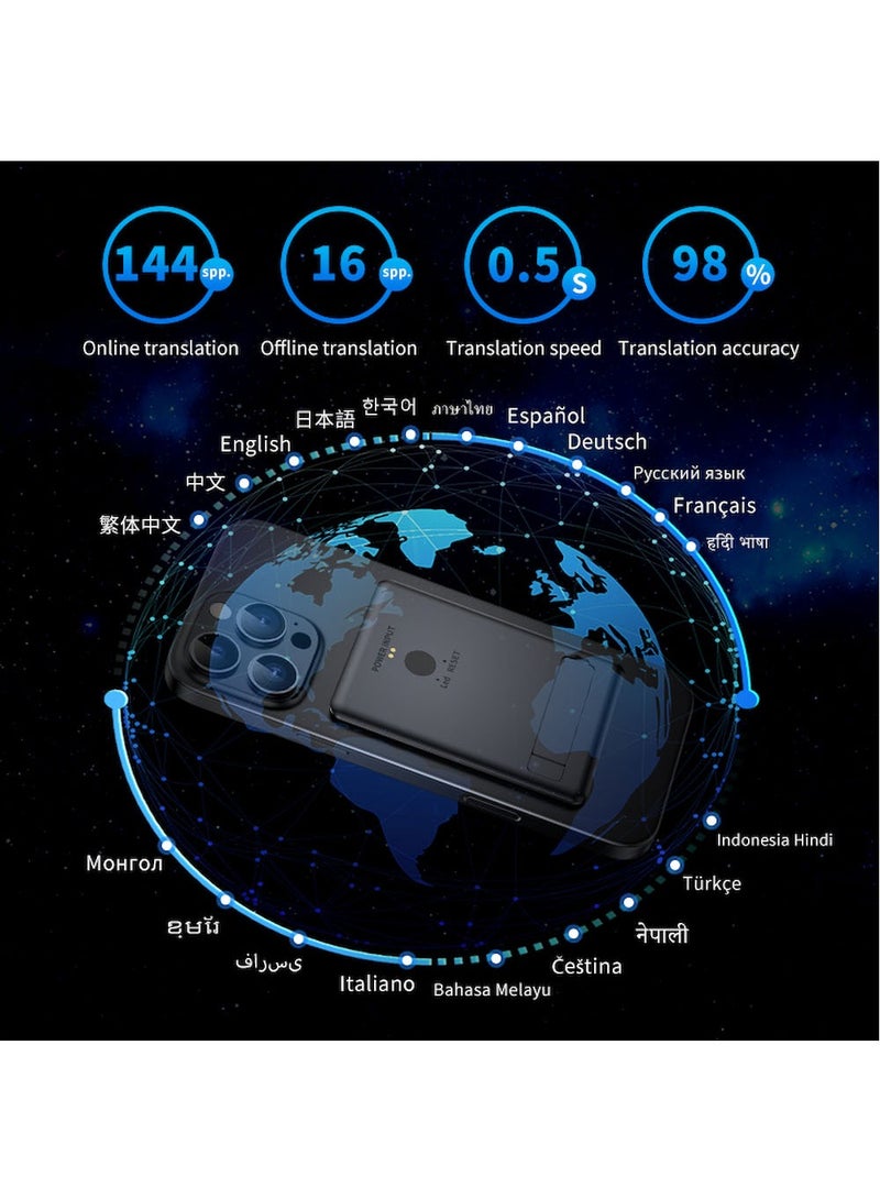 مترجم فيديو ذكي يعمل بالذكاء الاصطناعي، يترجم 144 لغة، ويدعم ترجمة الصور، والترجمة عبر التطبيقات، وترجمة المكالمات الهاتفية، وترجمة الصور الملتقطة، وترجمة الصوت، والترجمة في الوقت الفعلي، وتطبيقات الطرف الثالث، وجميع وظائف المترجم الذكي مجانية، ونقطة اتصال واي فاي تعمل دون اتصال بالإنترنت، و3 أوضاع تشغيل، مصنوع من سبائك الألومنيوم، متوافق مع هواتف IOS وأندرويد. - Image 5