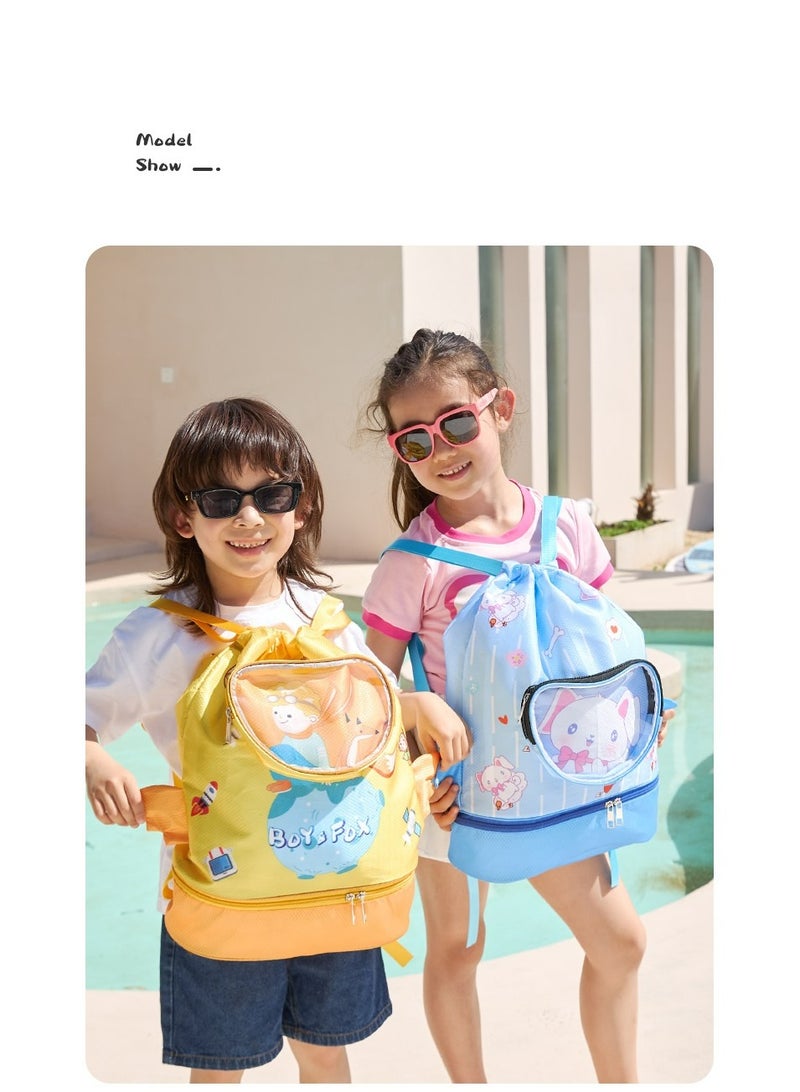 CMGTYYD. حقيبة ظهر للأطفال للسباحة الجافة والمبللة، حقيبة ظهر برباط مقاوم للماء، حقيبة ظهر للسباحة على الشاطئ مع مقصورة للأحذية، حقيبة سباحة للبنين والبنات، حقيبة ظهر رياضية للأطفال للسباحة، - Image 3