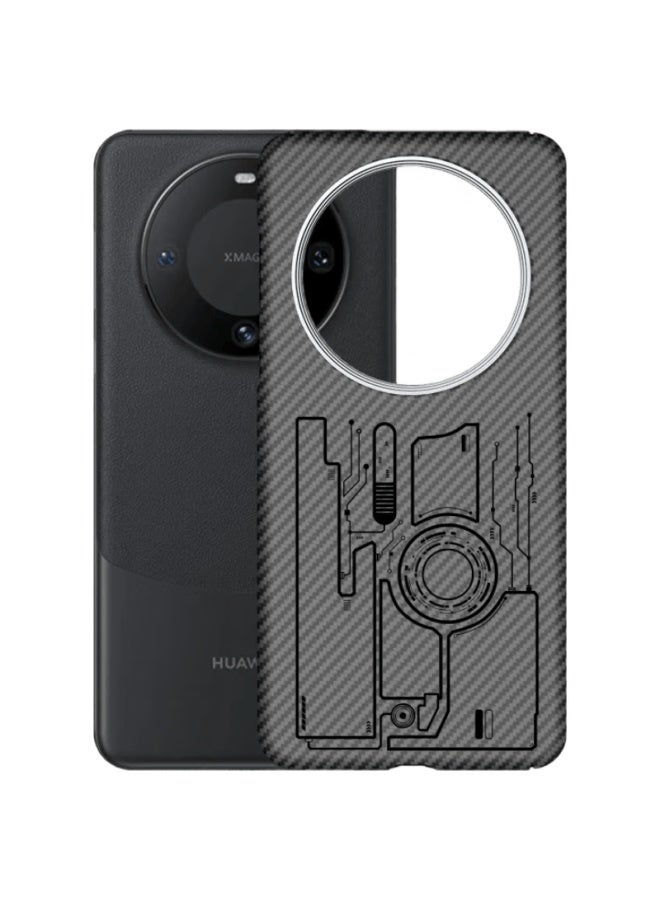 Conga Huawei Mate60 Pro/pro+ Kevlar Aramid Fiber Protective Case Full Coverage Ultra-thin Hard Shell Shockproof Cooling Circuit Metal Ring - Image 3