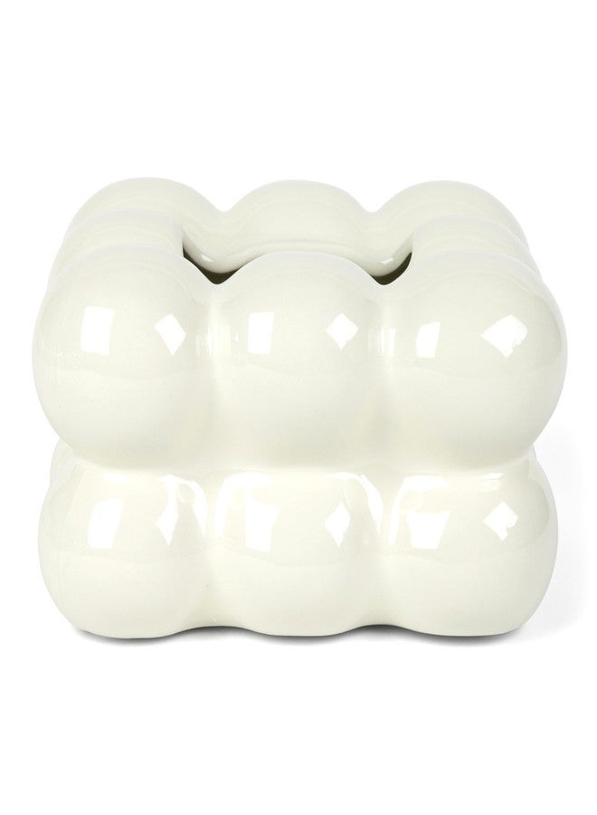 ELTOS Decorative Ceramic Tissue Paper Holder Box, Novelty, Modern Design, for Bathroom Vanity, Living Room, Bedroom Dresser, Night Stand, Kitchen Countertop, Office Desk, Home Decor, Cream - Image 1