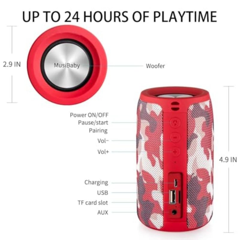 M68 tooth Speaker, 12W, IPX5, FM, USB AUX, Portable 12W speaker for outdoor, camping, patio and travel. IPX5 splash-resistant with FM, USB drive, AUX and dual pairing - Image 2
