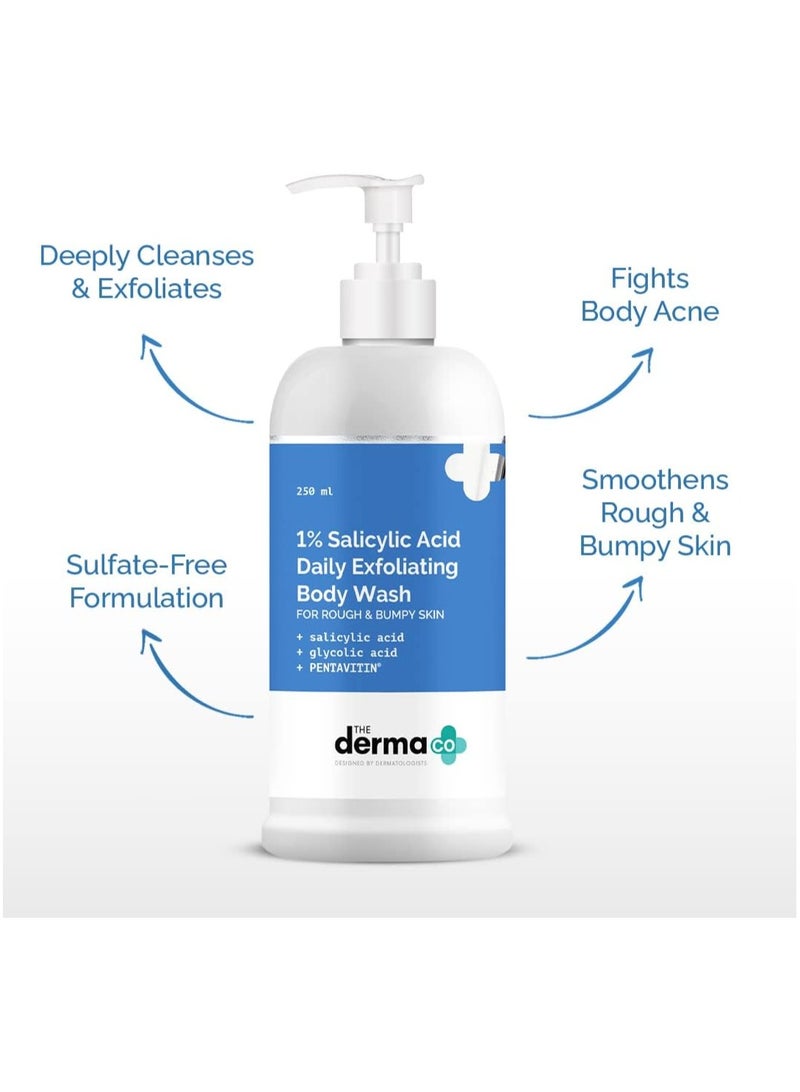 The Derma Co 1% Salicylic Acid Daily Exfoliating Body Wash To Prevent Body ACNE & Cleanse Skin, with Salicylic Acid, Glycolic Acid & PENTAVITIN - 250 ml (Pack of 1) - Image 3