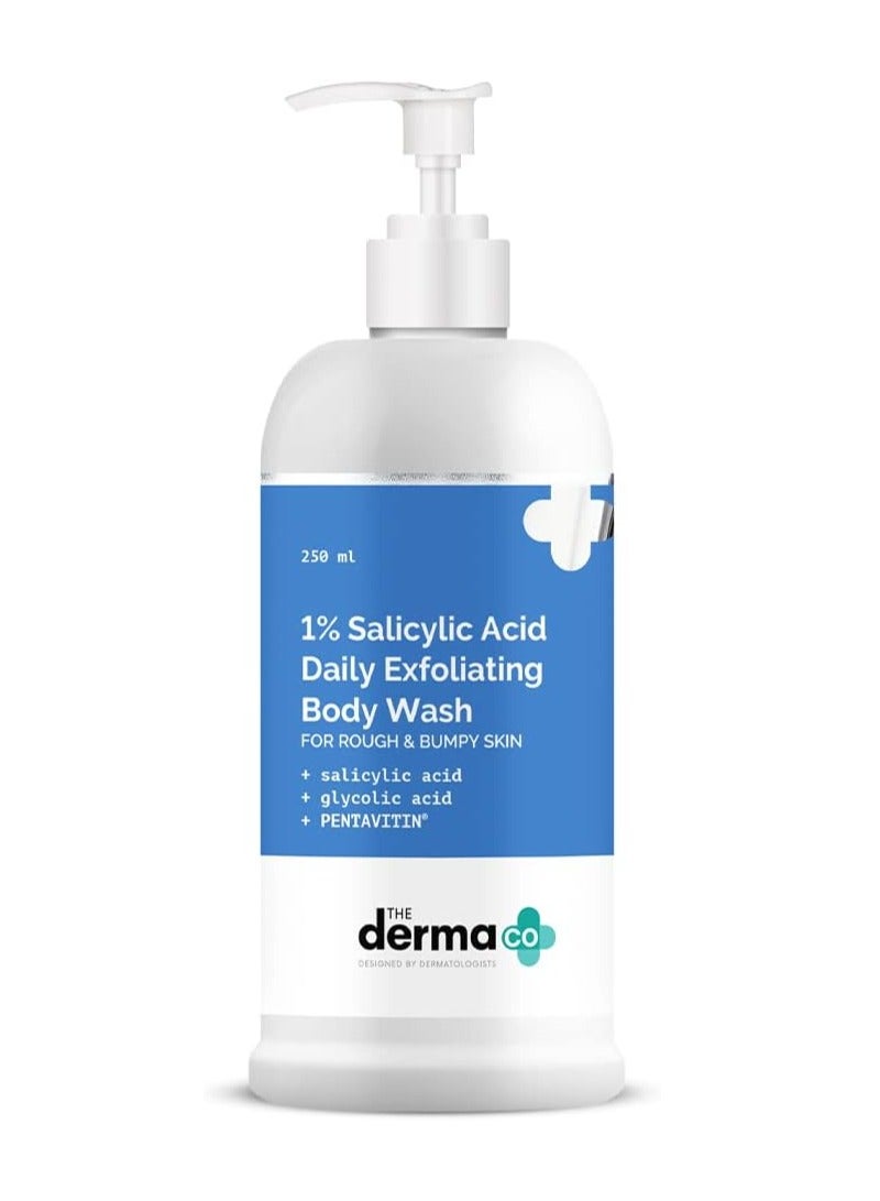 The Derma Co 1% Salicylic Acid Daily Exfoliating Body Wash To Prevent Body ACNE & Cleanse Skin, with Salicylic Acid, Glycolic Acid & PENTAVITIN - 250 ml (Pack of 1) - Image 1