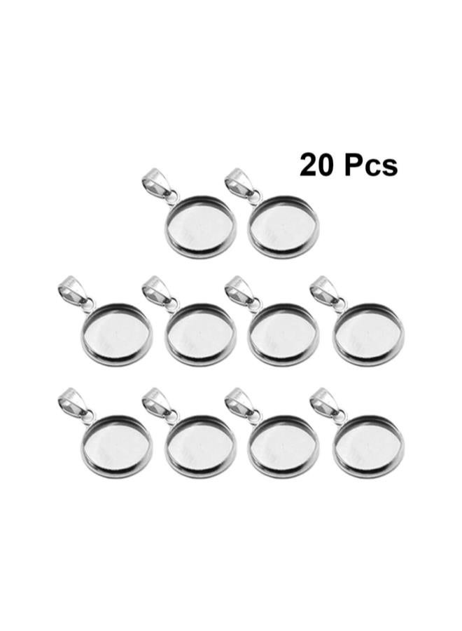 klarako Cabochons 20pcs DIY Pendant Trays Kit Stainless Steel Blank Bezel Pendant Trays Pendant for DIY Craft Jewelry Making Tool Silver (6mm) Craft Trays - Image 2