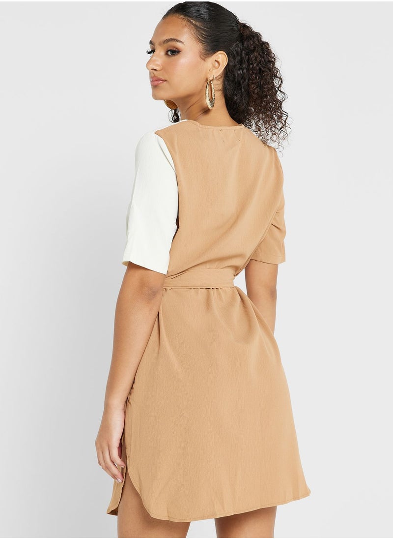 Ginger - Colorblock Detail Mini Dress - Image 1