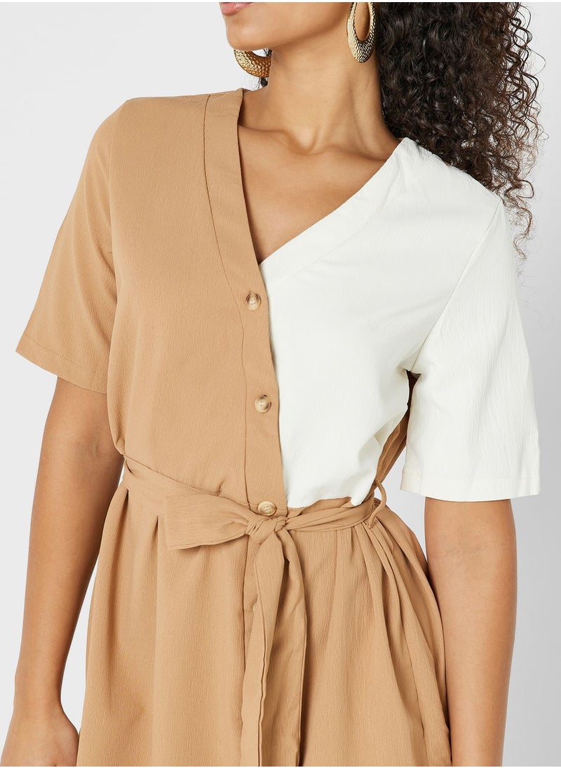 Ginger - Colorblock Detail Mini Dress - Image 1