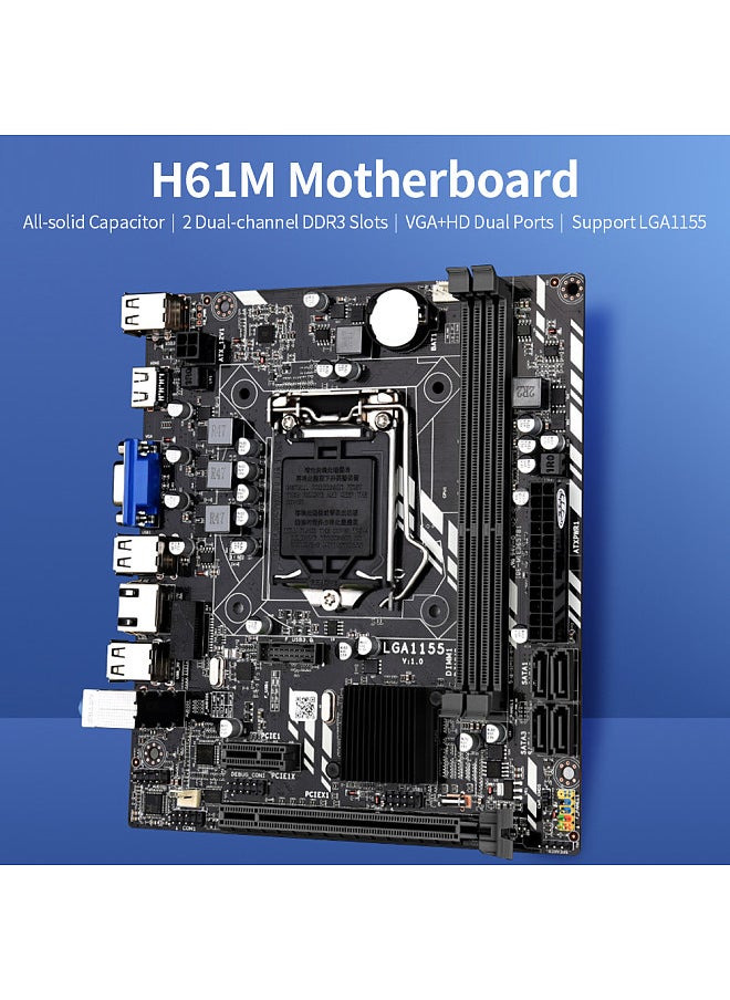 JINGSHA - ATX Motherboard Support LGA1155CPU(core i7/i5/i3)/2 Dual-channel DDR3 Slots/VGA+HD Ports/Ethernet Port/2 Expansion Slots - Image 1