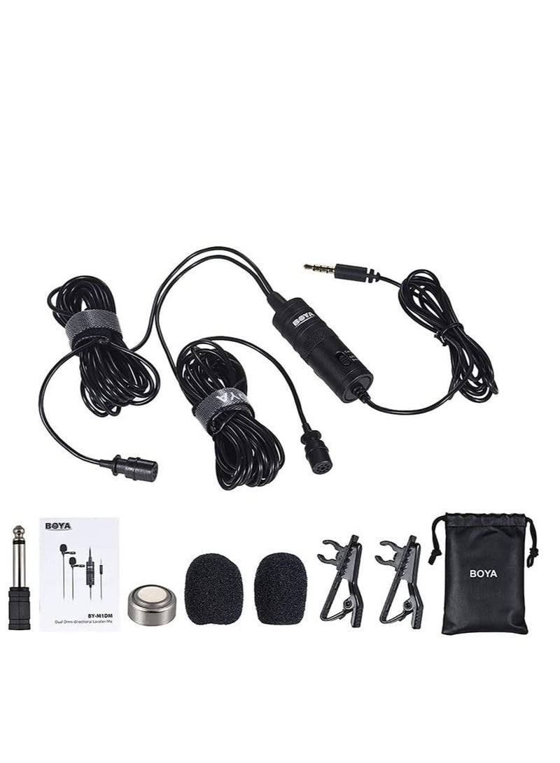 BOYA by-M1 Universal 2-Person Dual Omnidirectional Lavalier Microphone for Cameras, Smartphones, Tablets, Computers, Recorders & More, Black, (BY-M1DM) BY-M1DM Black - Image 4
