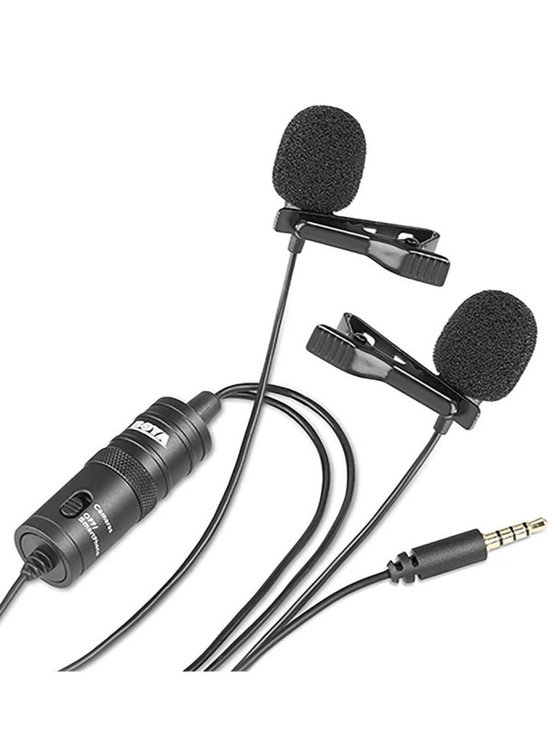 BOYA by-M1 Universal 2-Person Dual Omnidirectional Lavalier Microphone for Cameras, Smartphones, Tablets, Computers, Recorders & More, Black, (BY-M1DM) BY-M1DM Black - Image 3
