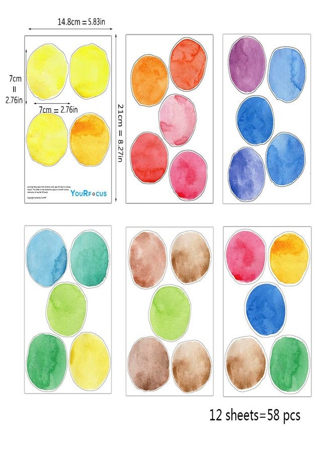 YouRfocus Colorful Polka Dot Wall Decals Watercolor Dots Wall Sticker for Kids Baby Girls Teens and Nursery Room (12 Sheets) - Image 4