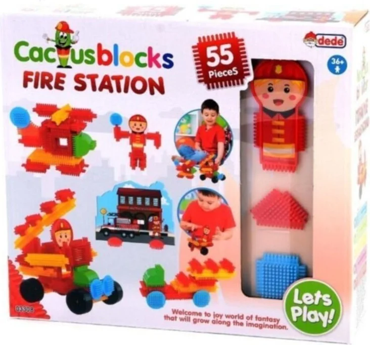 dede Grandpa Cactus Blocks 55 Pieces Fire Station Educational Tutorial