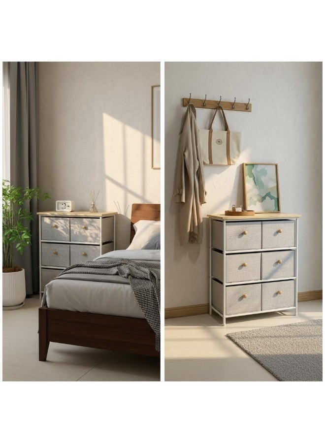 Sharpdo 6 Drawer Storage Dresser, Fabric Storage Tower with Sturdy Steel Frame & Wooden Top, Organizer Unit for Bedroom, Hallway, Entryway, Closets - Image 4