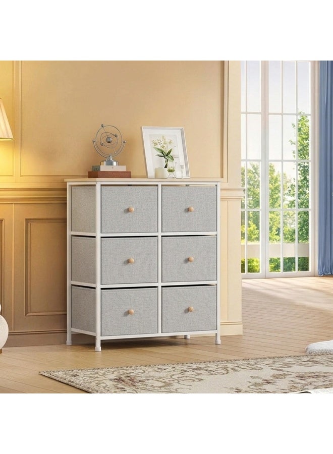 Sharpdo 6 Drawer Storage Dresser, Fabric Storage Tower with Sturdy Steel Frame & Wooden Top, Organizer Unit for Bedroom, Hallway, Entryway, Closets - Image 1