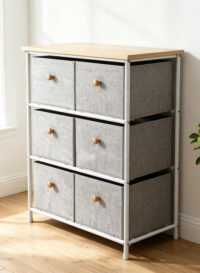 Sharpdo 6 Drawer Storage Dresser, Fabric Storage Tower with Sturdy Steel Frame & Wooden Top, Organizer Unit for Bedroom, Hallway, Entryway, Closets - Image 1