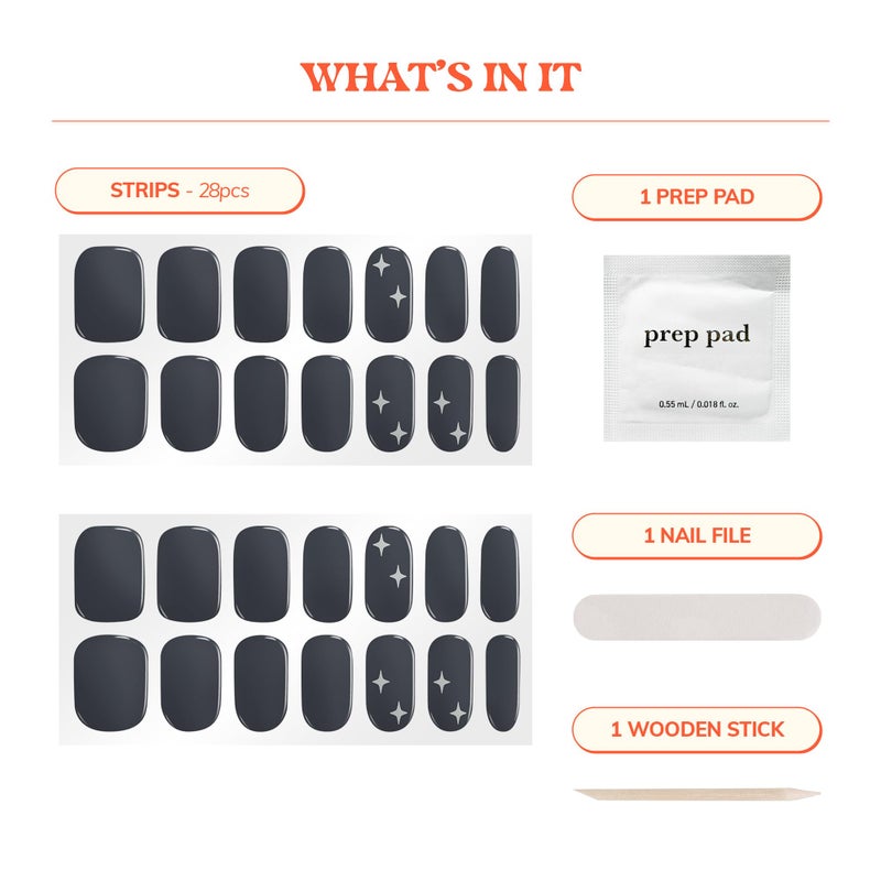 Heyhae Semi Cured Gel Nail Strips | No LED Lamp Needed | Fall, Gray, Solid | Easy Apply & Remove, Salon Quality | Includes 28 Strips, 1 Prep Pads, Nail File & Wooden stick - Hey, Dove me Crazy - Image 3