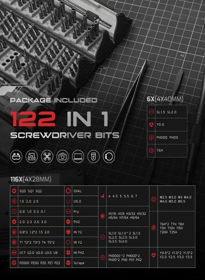 VIVP 128 in 1 Electronics Precision Screwdriver Set, Professional Magnetic Repair Tool Kit with 122 Bits for Computer, PC, iPhone, Laptop, Game Console, Watch, Xbox, MacBook, Ring Doorbell - Image 3