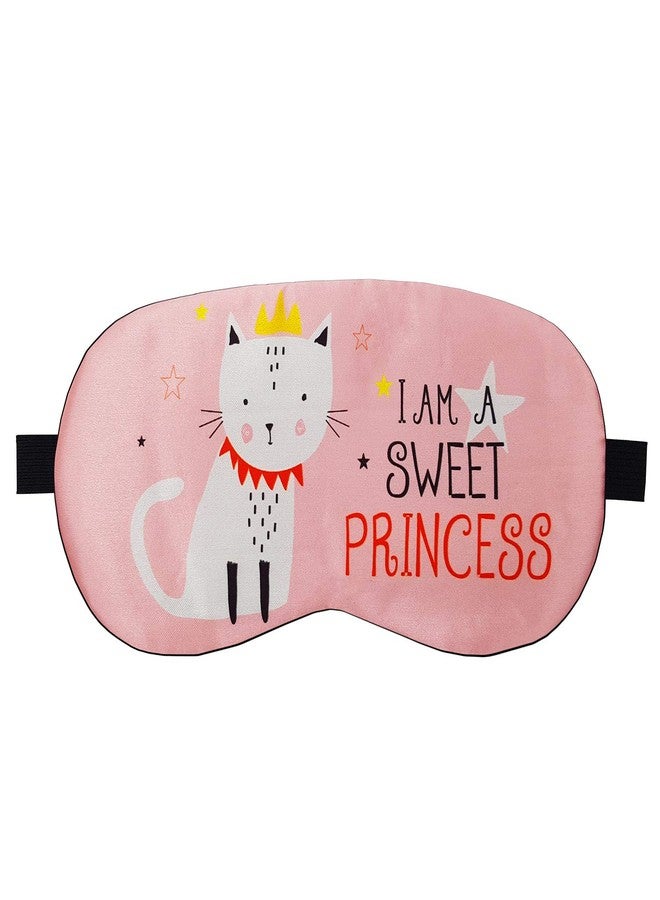 Jenna Sweet Princess Cat Printed Sleep Eye Mask Ultra Soft Comfortable Sleeping Eye Mask with Adjustable Elastic Strap | Light Blocking Eye Cover | for Women & Men Wear Deep Sleep, Travel, Nap & Relaxation (Pink) - Image 1