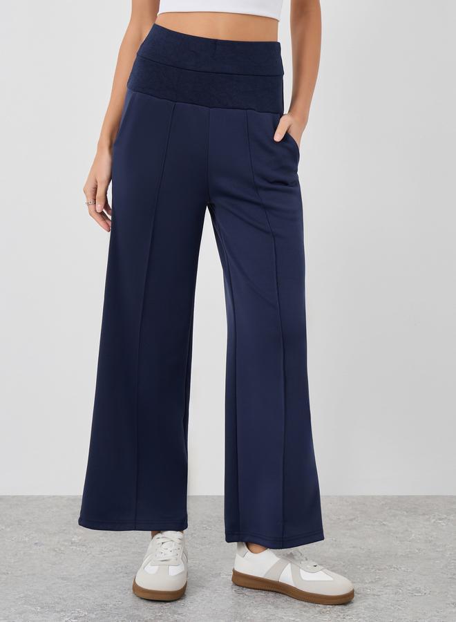 Styli Wide Waistband Joggers with Pintuck Detail - Image 2