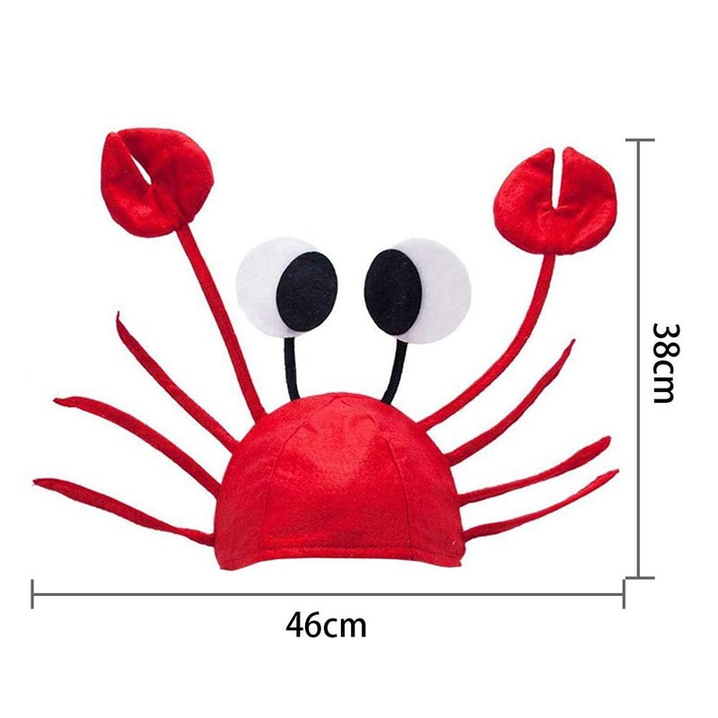 Lifreer Crab Hat, Adjustable Red Crab Hat Costume Fancy Hats + Red Wine Bow Tie for Halloween Christmas Easter Party Decoration Adult Boys Girls - Image 2