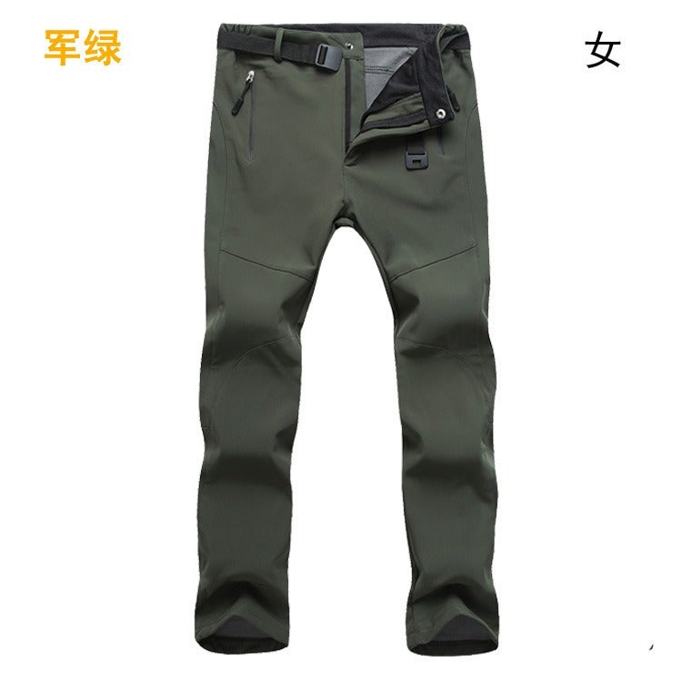 Gong Ban Wu Biao Men's Outdoor Softshell Fleece-Lined Winter Hiking Ski Pants, Windproof Thermal Trousers, Plus Size, Unisex - Image 1