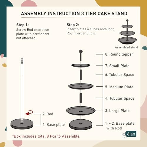Elan MILD Steel Round 3 Tier Cupcake Stand Dessert Holder Multipurpose Serving Display Stand for Birthdays/Wedding Party(Black & White) - Image 5