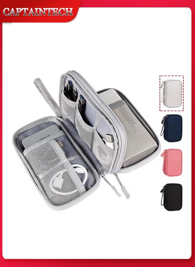 Captaintech Waterproof Electronics Travel Organizer - Comp Cable Management Case for Power Banks, Chargers, USB Cables, Earphones, Mouse u0026 Flash Drives - Image 1