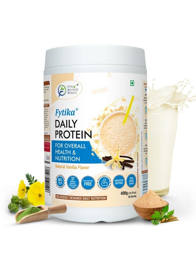FYTIKA فيتيكا بروتين يومي - 400 جرام (عبوة من 1، فانيلا) | مشروب غذائي متكامل للبالغين مع 37 فيتامينات ومعادن أساسية | 50% بروتين لكل حصة | مشروب عالي البروتين للرجال والنساء - Image 1