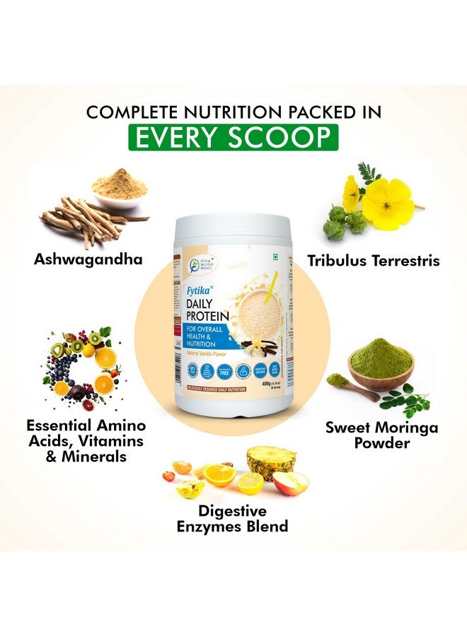 FYTIKA فيتيكا بروتين يومي - 400 جرام (عبوة من 1، فانيلا) | مشروب غذائي متكامل للبالغين مع 37 فيتامينات ومعادن أساسية | 50% بروتين لكل حصة | مشروب عالي البروتين للرجال والنساء - Image 2