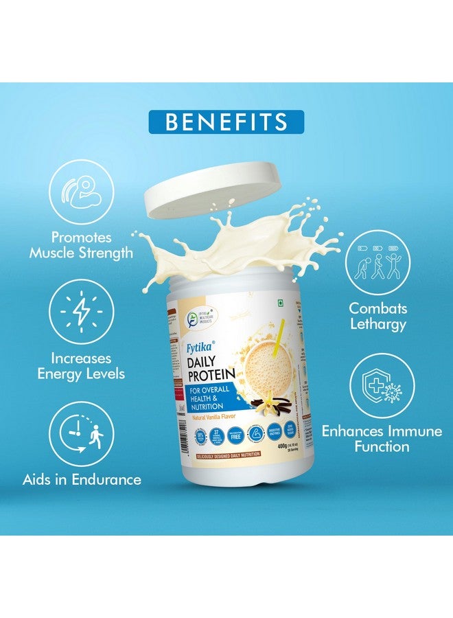 FYTIKA فيتيكا بروتين يومي - 400 جرام (عبوة من 1، فانيلا) | مشروب غذائي متكامل للبالغين مع 37 فيتامينات ومعادن أساسية | 50% بروتين لكل حصة | مشروب عالي البروتين للرجال والنساء - Image 3