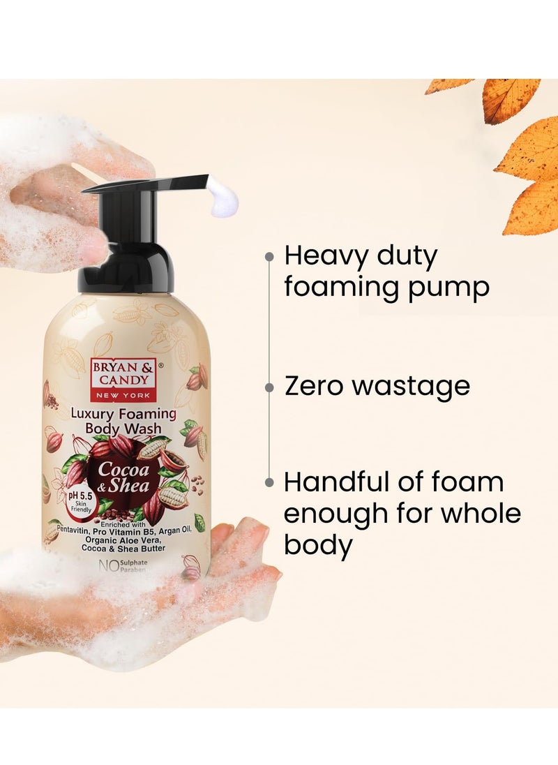 BRYAN & CANDY Bryan And Candy Cocoa Shea Luxury Foaming Body Wash with Pentavitin Pro Vit B5 Argan Oil Aloe Vera Cocoa Shea Butter Skin Friendly pH 5.5 All Skin Types 400 Ml  - Image 4