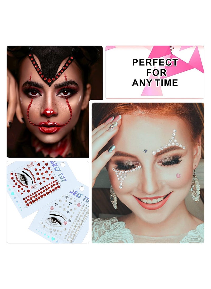 SYOSI Face Gems 8 Sets Face Jewels Stick On Mardi Gras Outfit Accessories For Women Eyeshadow Nail Hair Gems Rhinestones Stickers Face Glitter Body Markers For Makeup - Image 4