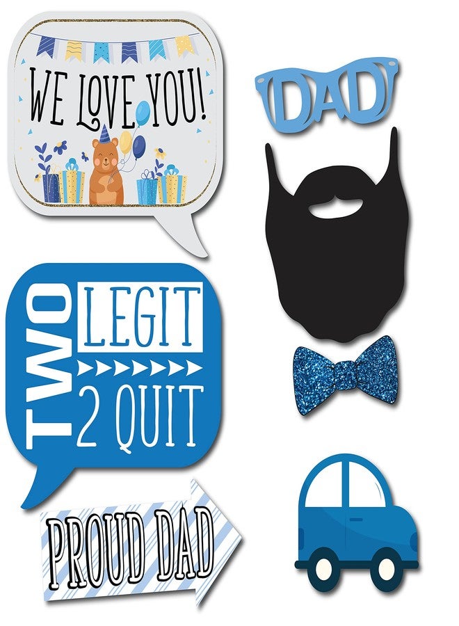 Outside The Booth 2nd Birthday Boy Photo Booth Props - 41-pc Photobooth Kit with 8 x 10-Inch Sign, 60 Adhesive Pads, 45 Sticks - 2nd Birthday Decorations for Boys - Image 5