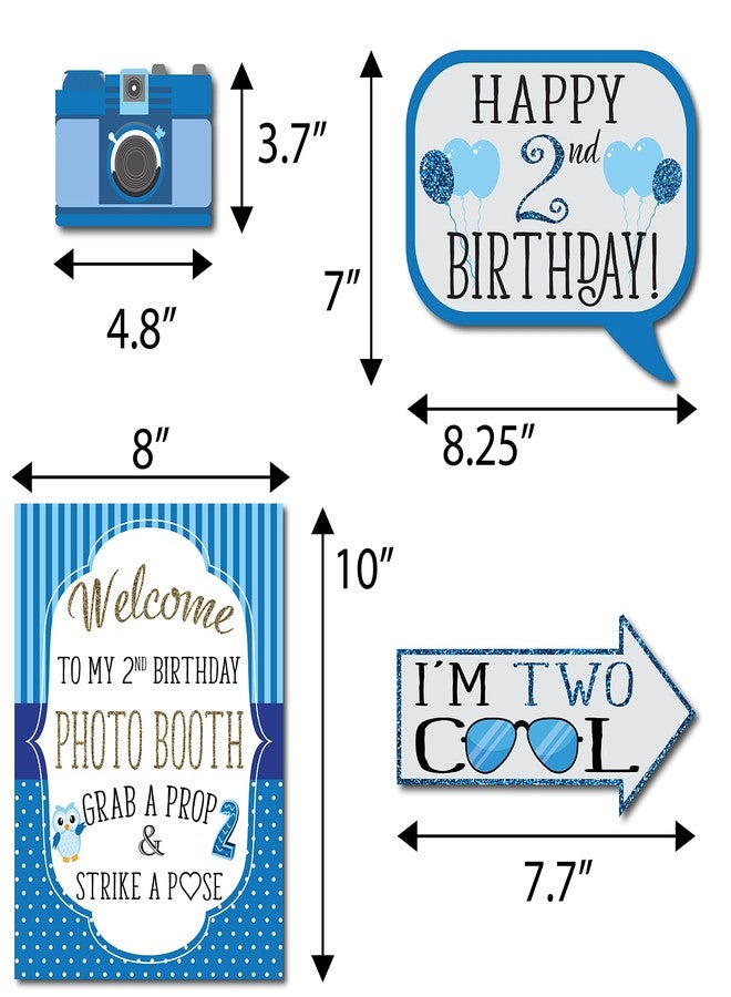 Outside The Booth 2nd Birthday Boy Photo Booth Props - 41-pc Photobooth Kit with 8 x 10-Inch Sign, 60 Adhesive Pads, 45 Sticks - 2nd Birthday Decorations for Boys - Image 3