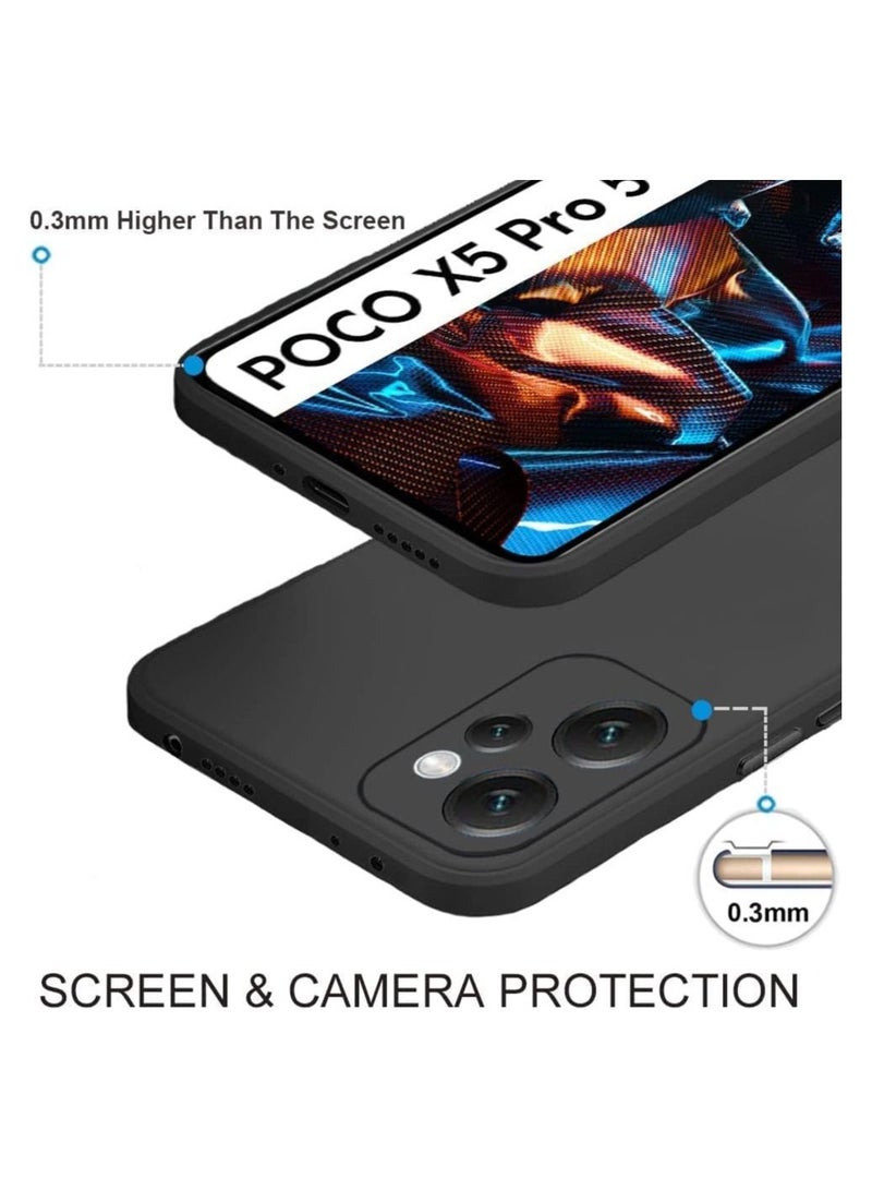 IAF Case for Xiaomi Poco X5 Pro Slim fit Cover Matte Finish Soft Flexible Silicone Protective Case with Camera Protection For POCO X5 Pro 5G (Black) - Image 2