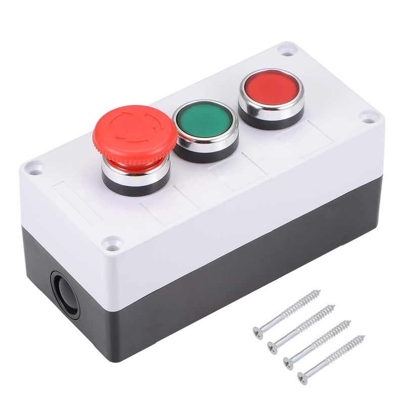 uxcell uxcell Push Button Switch Box Momentary NO NC Red Green Switches and Emergency Stop  - Image 1