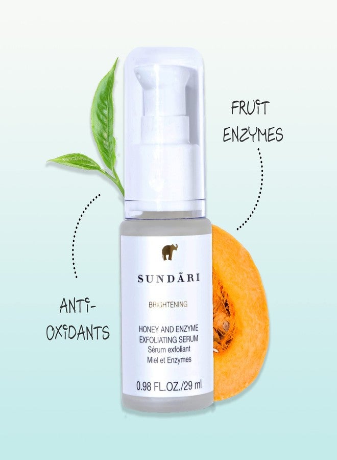 SUNDARI Honey & Enzyme Exfoliating Serum, 0.98 fl oz, Brighter Skin, Fewer Fine Lines and Wrinkles, Smoothing Botanicals, Enzymes and Fruit AHAs - Image 2