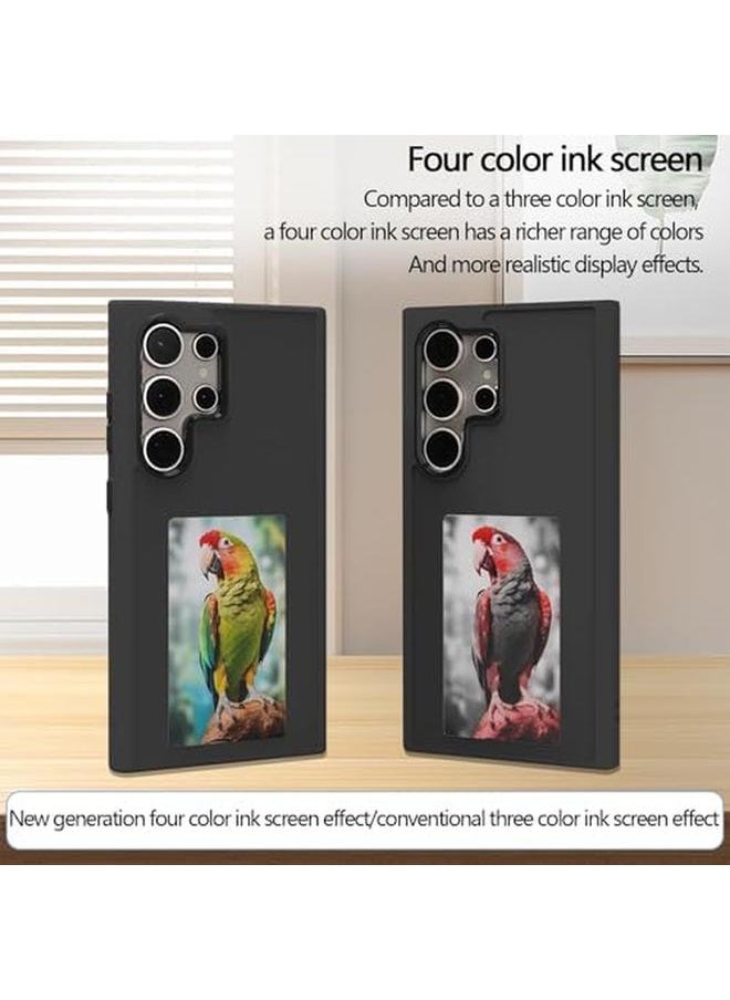 erorex - Smart E Ink Display Phone Case For Samsung S24 Ultra 4 Color Ink Display Photo Case With Carbon Fiber Style Shock Resistant And Anti Scratch Black Nfc Transmission Long Lasting Imaging Display - Image 1