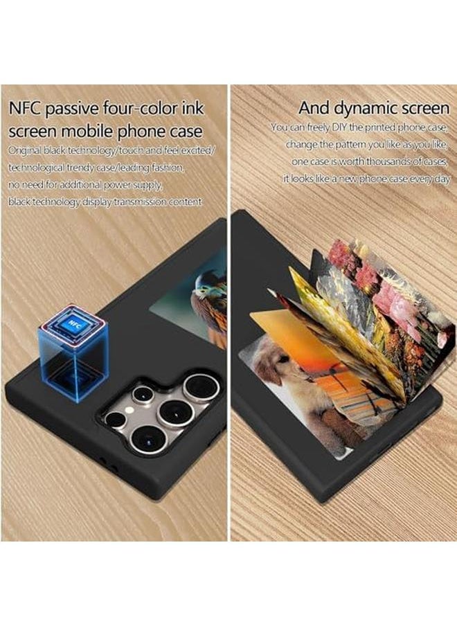 erorex - Smart E Ink Display Phone Case For Samsung S24 Ultra 4 Color Ink Display Photo Case With Carbon Fiber Style Shock Resistant And Anti Scratch Black Nfc Transmission Long Lasting Imaging Display - Image 1
